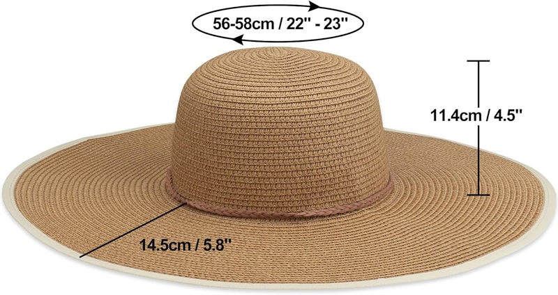 Naivlizer Women Wide Brim Sun Hat UPF50 Straw Summer Hat Floppy Beach Hat Roll-Up - Image 5